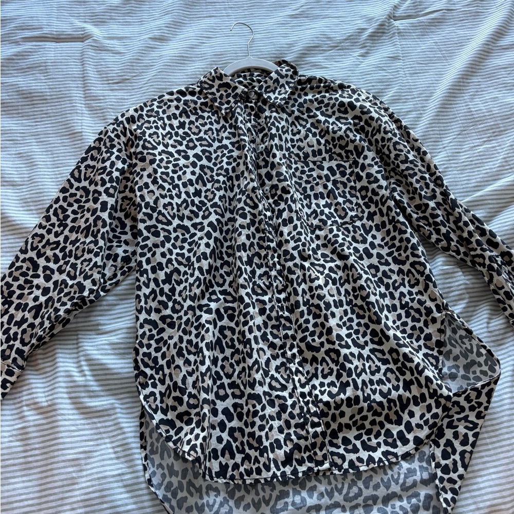 Anthropologie Maeve cheetah button down